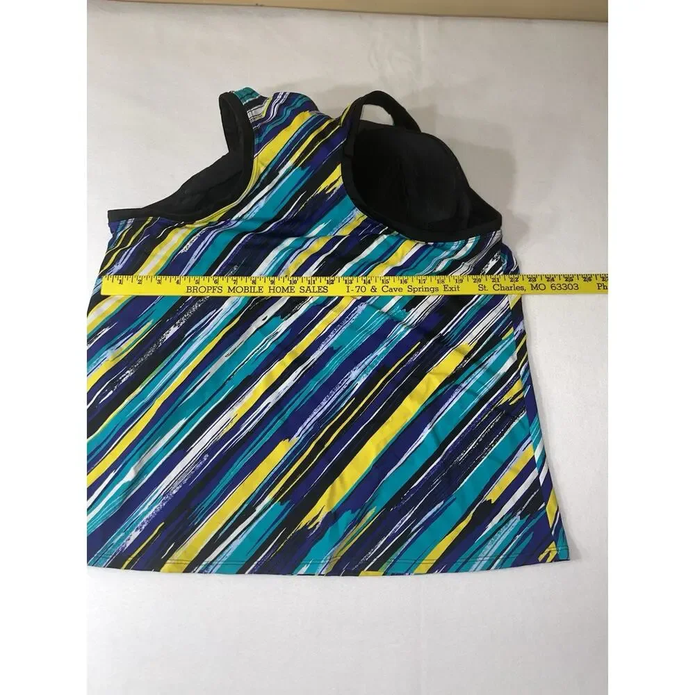 SWIMSUITS FOR‎ ALL Womens Swimsuit 28 Built in Bra One Piece Blue Yellow Stripe